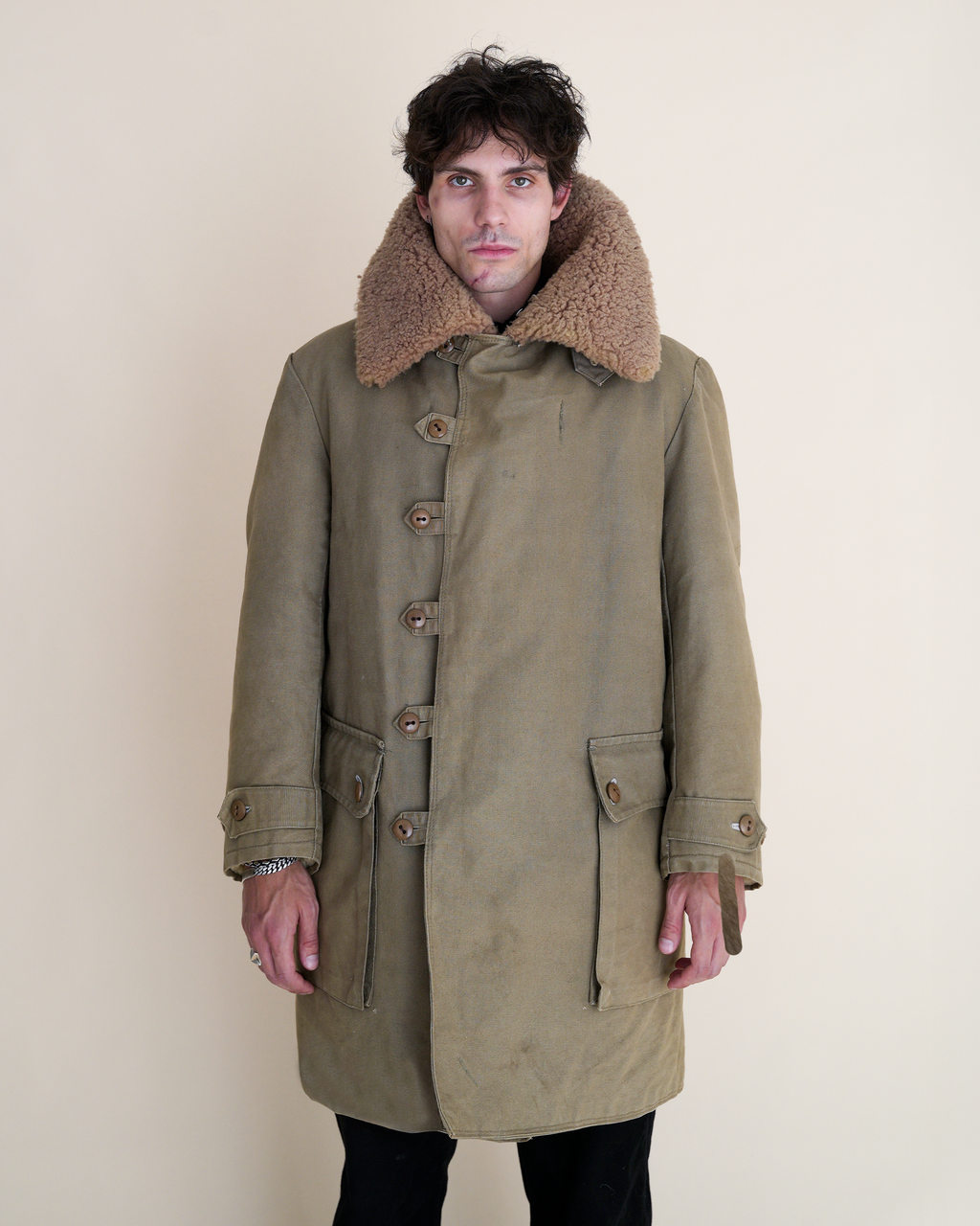 1940s Swedish Army “Livpäls” Sheepskin-Lined Field Coat