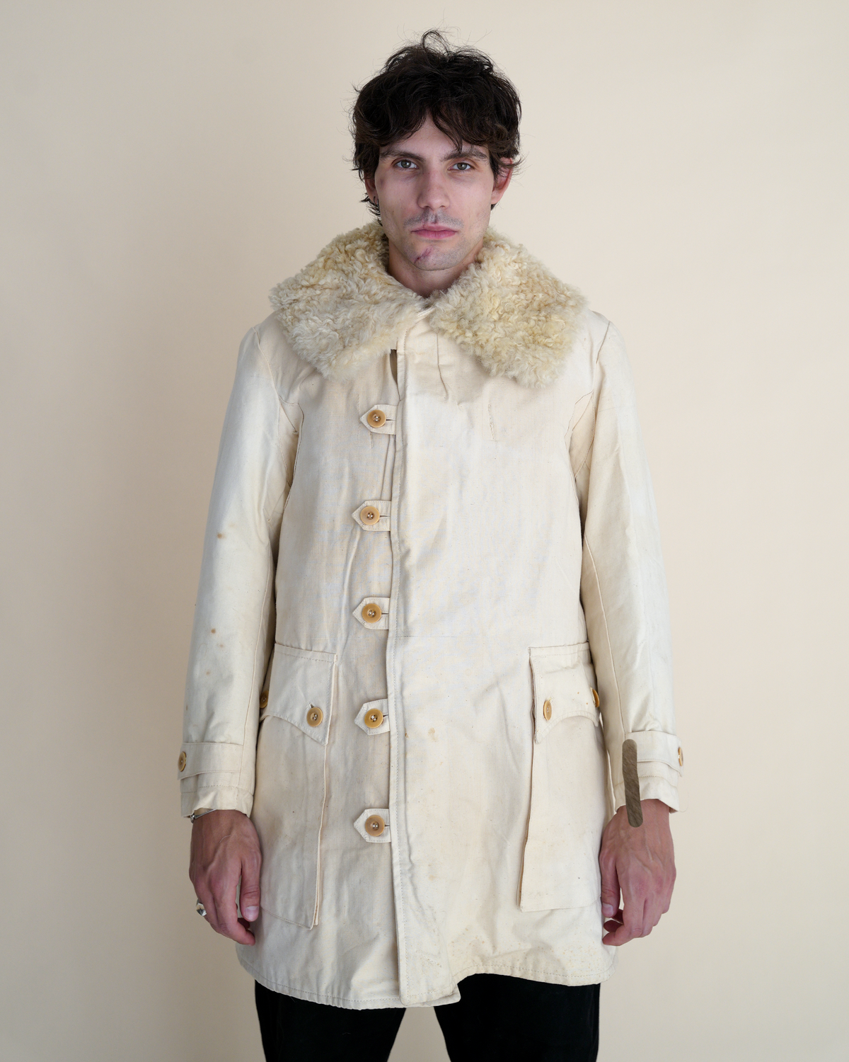 1940s Swedish Army m/1913 “Livpäls” Sheepskin-Lined Winter Coat