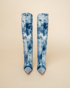 Alexandre Vauthier Raquel 105mm Tie-Dye Denim Knee-High Boots