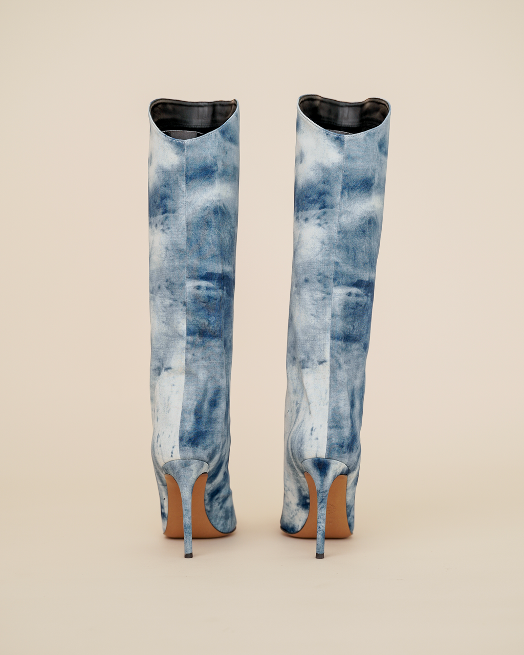 Alexandre Vauthier Raquel 105mm Tie-Dye Denim Knee-High Boots