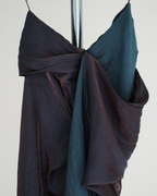 AllSaints Spitalfields iridescent "two-tone" silk-blend draped dress