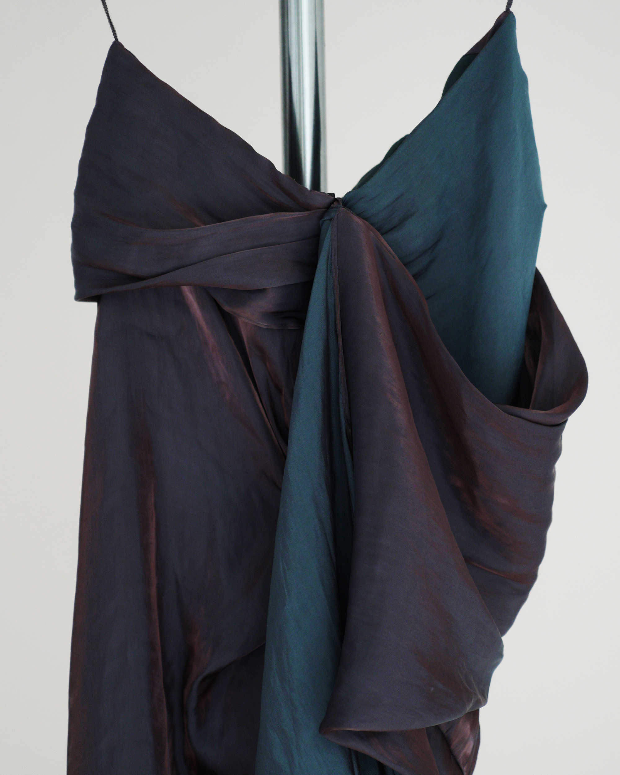 AllSaints Spitalfields iridescent "two-tone" silk-blend draped dress