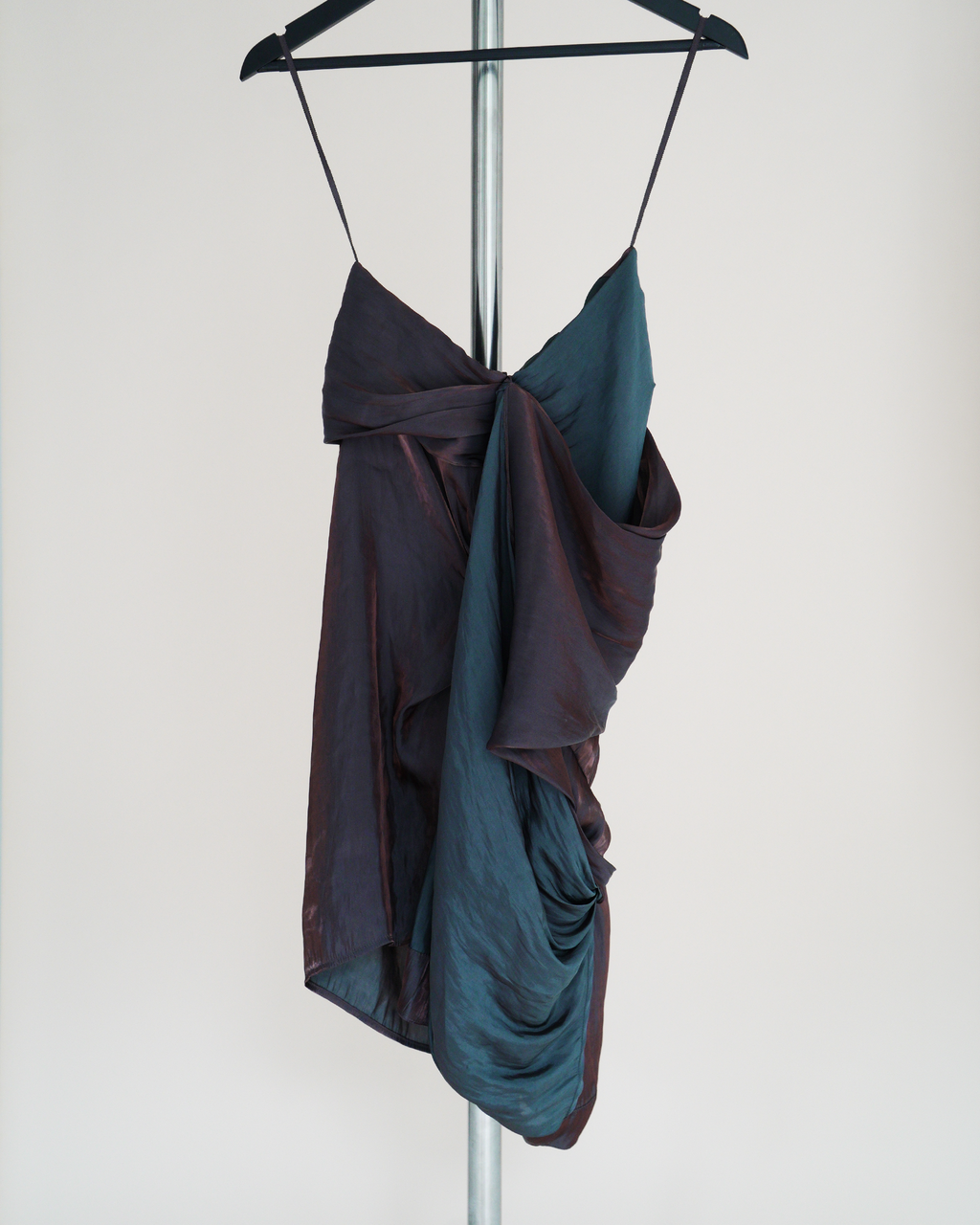 AllSaints Spitalfields iridescent "two-tone" silk-blend draped dress