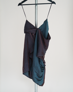 AllSaints Spitalfields iridescent "two-tone" silk-blend draped dress