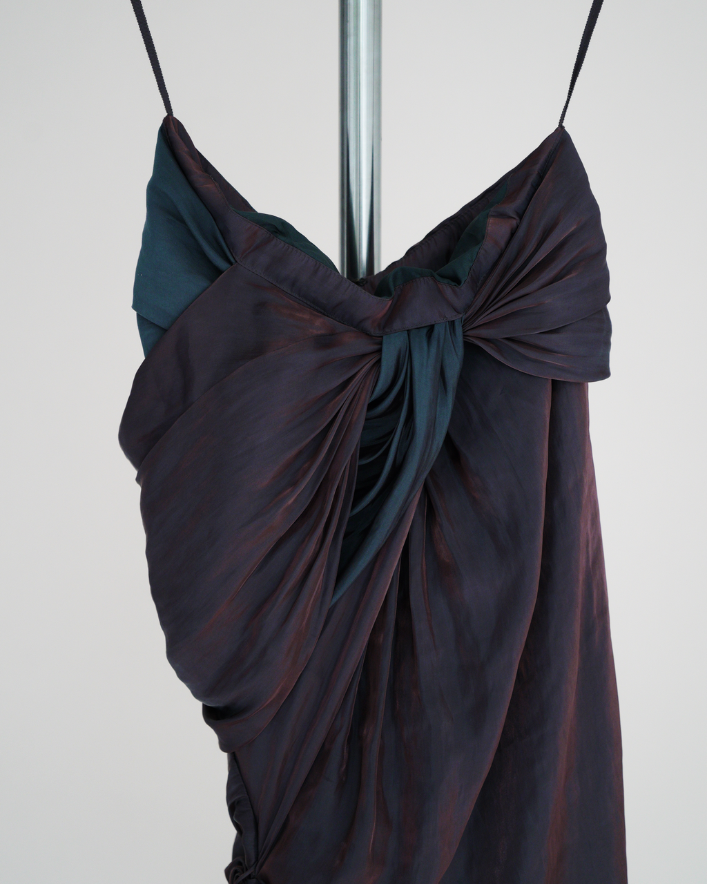 AllSaints Spitalfields iridescent "two-tone" silk-blend draped dress