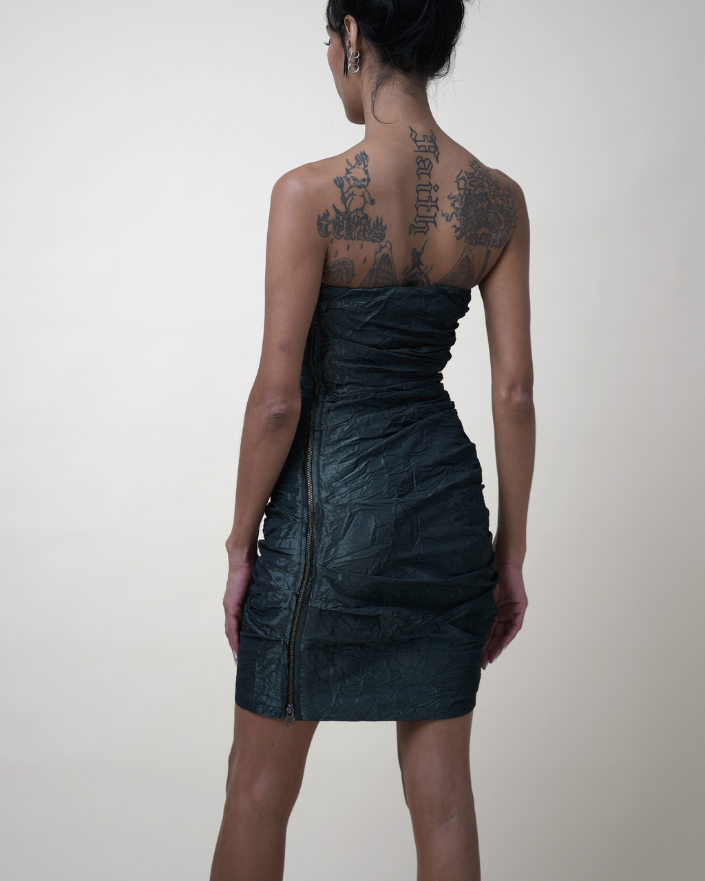 Vintage AllSaints Shimmering Crinkle Strapless Dress