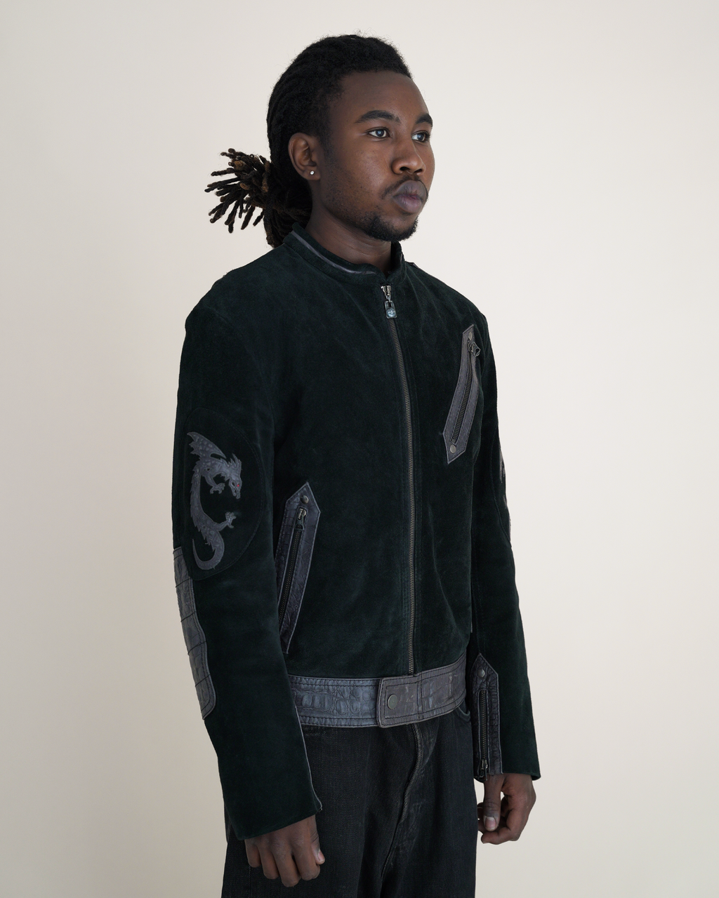 Archival Armani Jeans FW1998 “Dragon Hide” Suede Moto Jacket