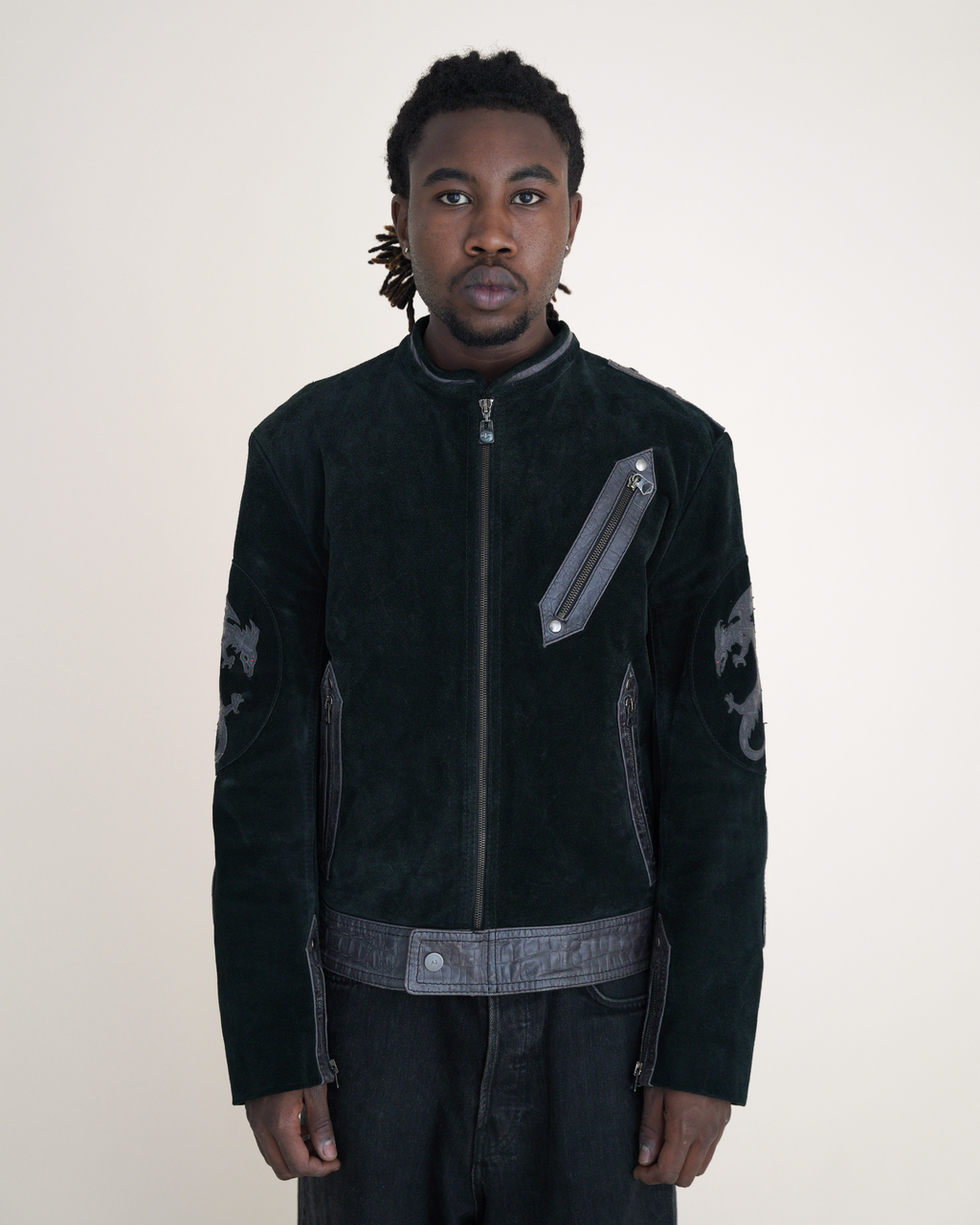 Archival Armani Jeans FW1998 “Dragon Hide” Suede Moto Jacket