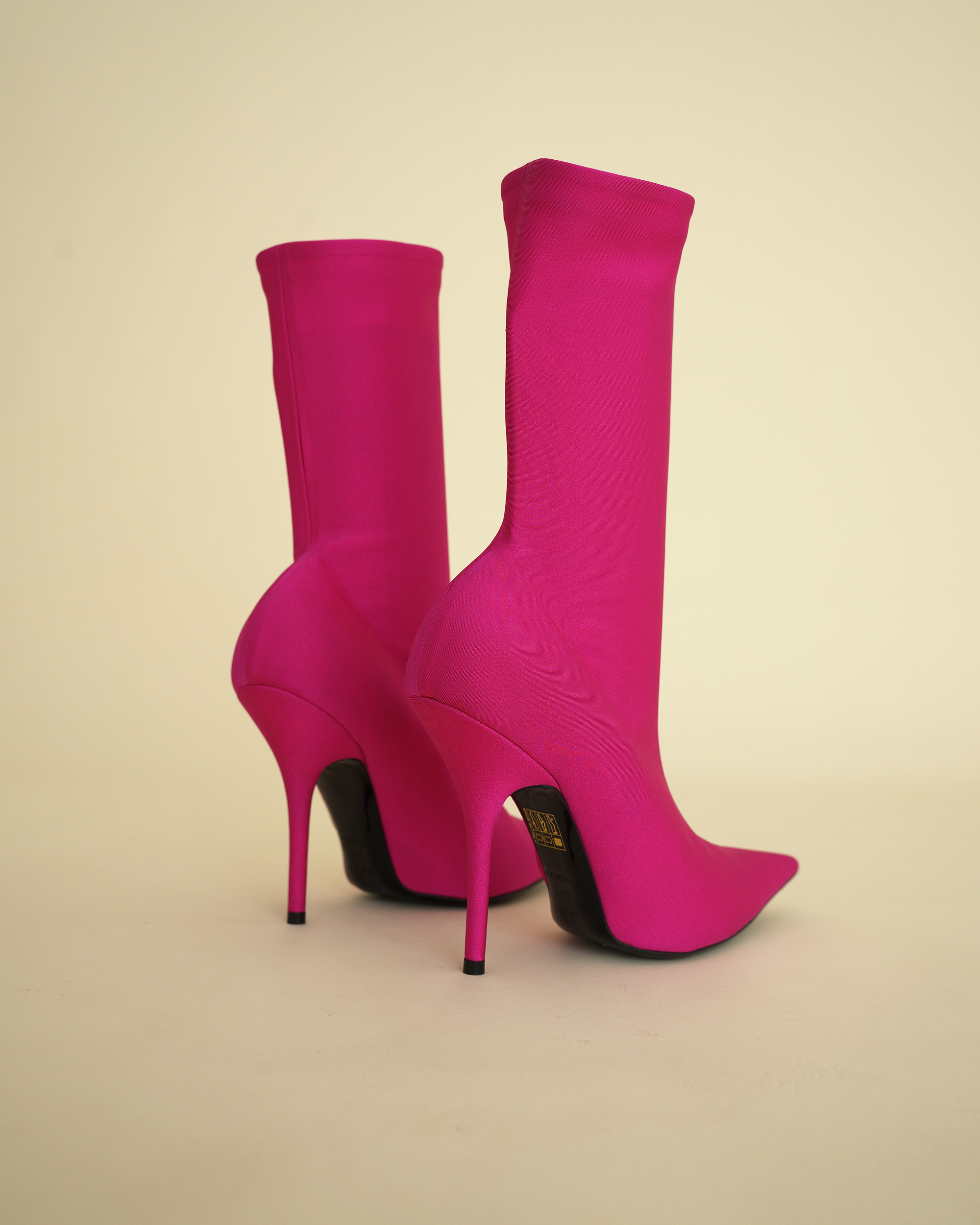 Balenciaga "Knife" Fluo Pink Lyrcra Ankle Boots