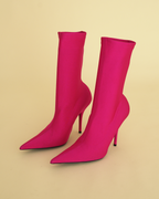 Balenciaga "Knife" Fluo Pink Lyrcra Ankle Boots