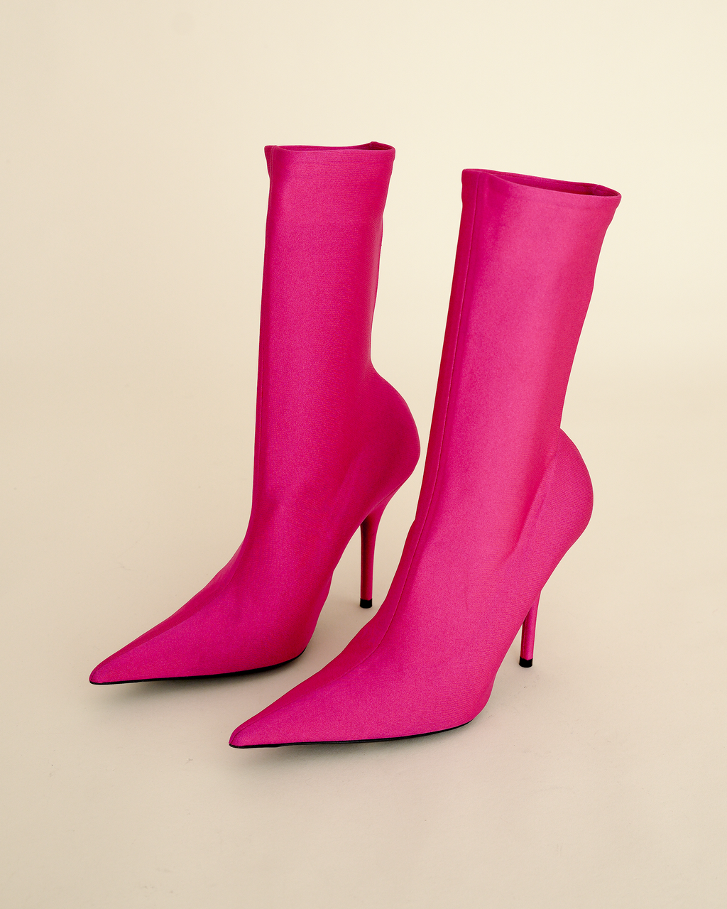 Balenciaga "Knife" Fluo Pink Lycra Ankle Boots