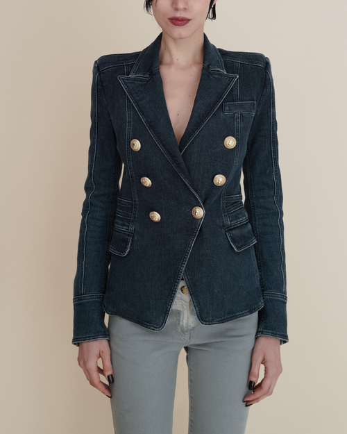 Balmain Double-Breasted 6-Button Denim Blazer
