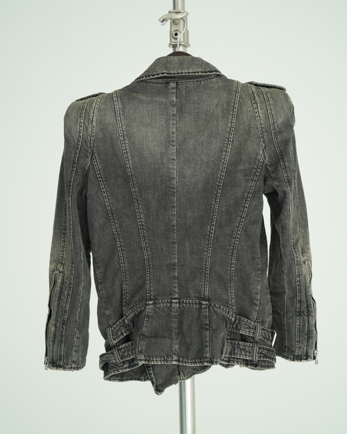 Balmain faded denim biker jacket