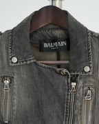 Balmain faded denim biker jacket
