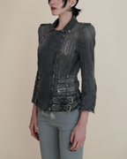 Balmain Faded Denim Biker Jacket