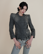 Balmain Faded Denim Biker Jacket
