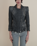 Balmain Faded Denim Biker Jacket