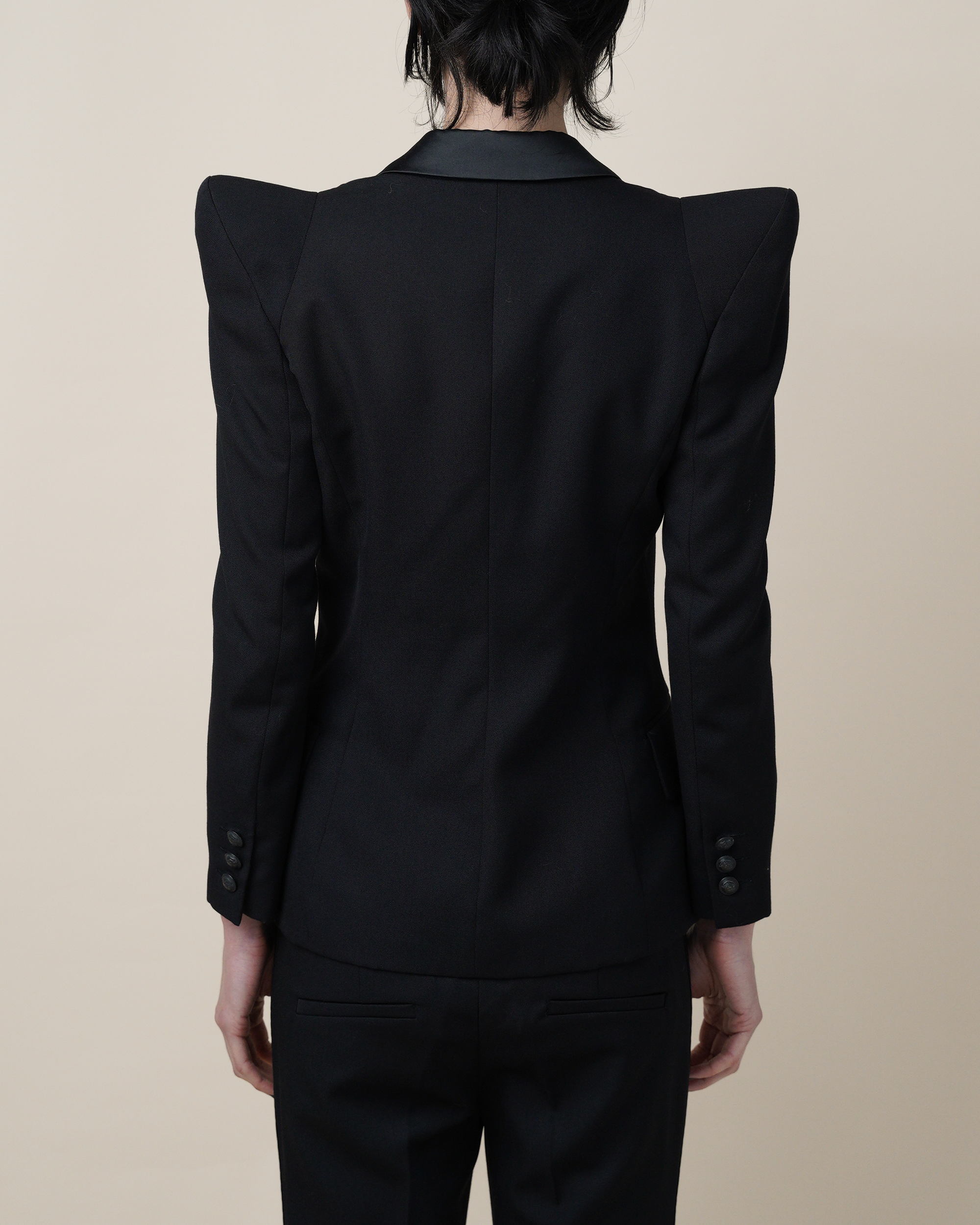 Balmain Sculptural Pagoda-Shoulder Tuxedo Suit