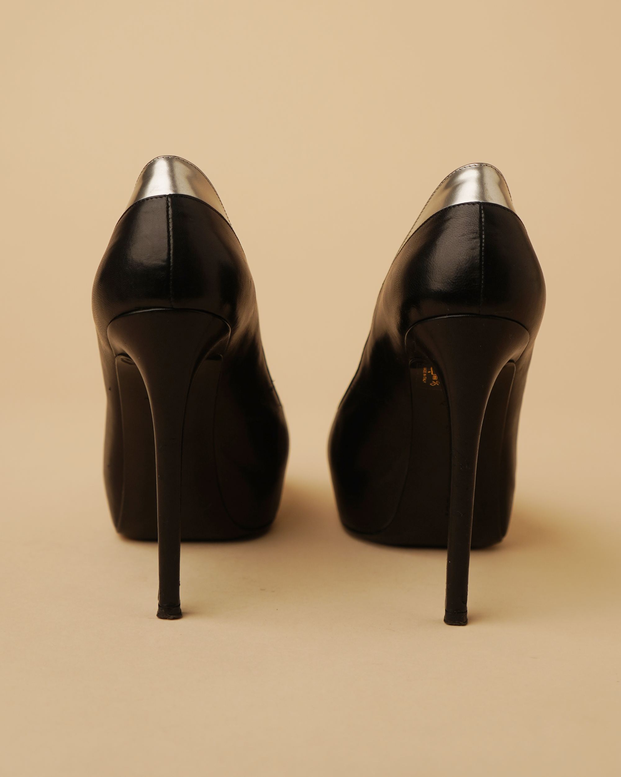 Barbara Bui black leather platform pumps