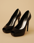 Barbara Bui black leather platform pumps