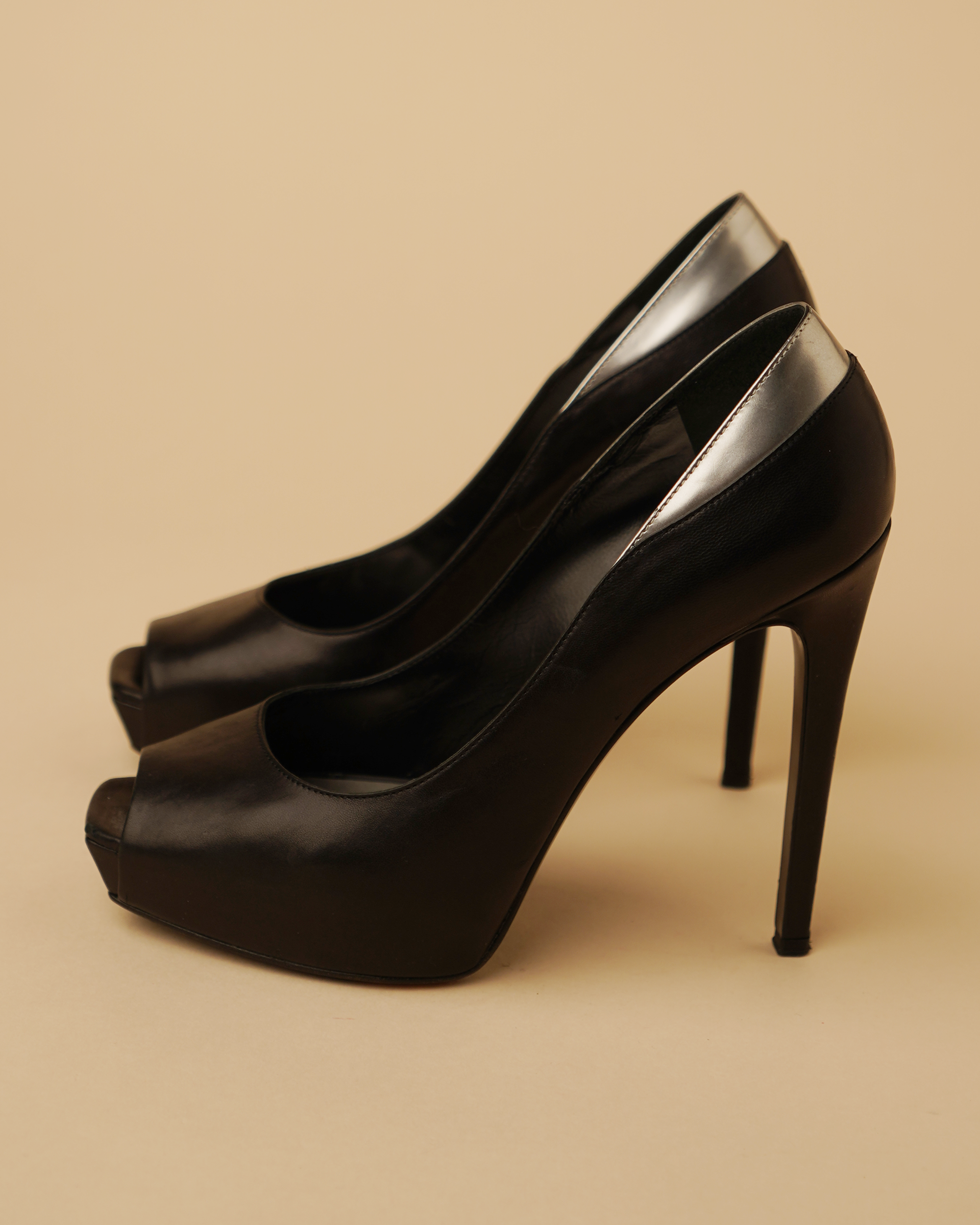Barbara Bui black leather platform pumps