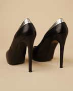 Barbara Bui black leather platform pumps