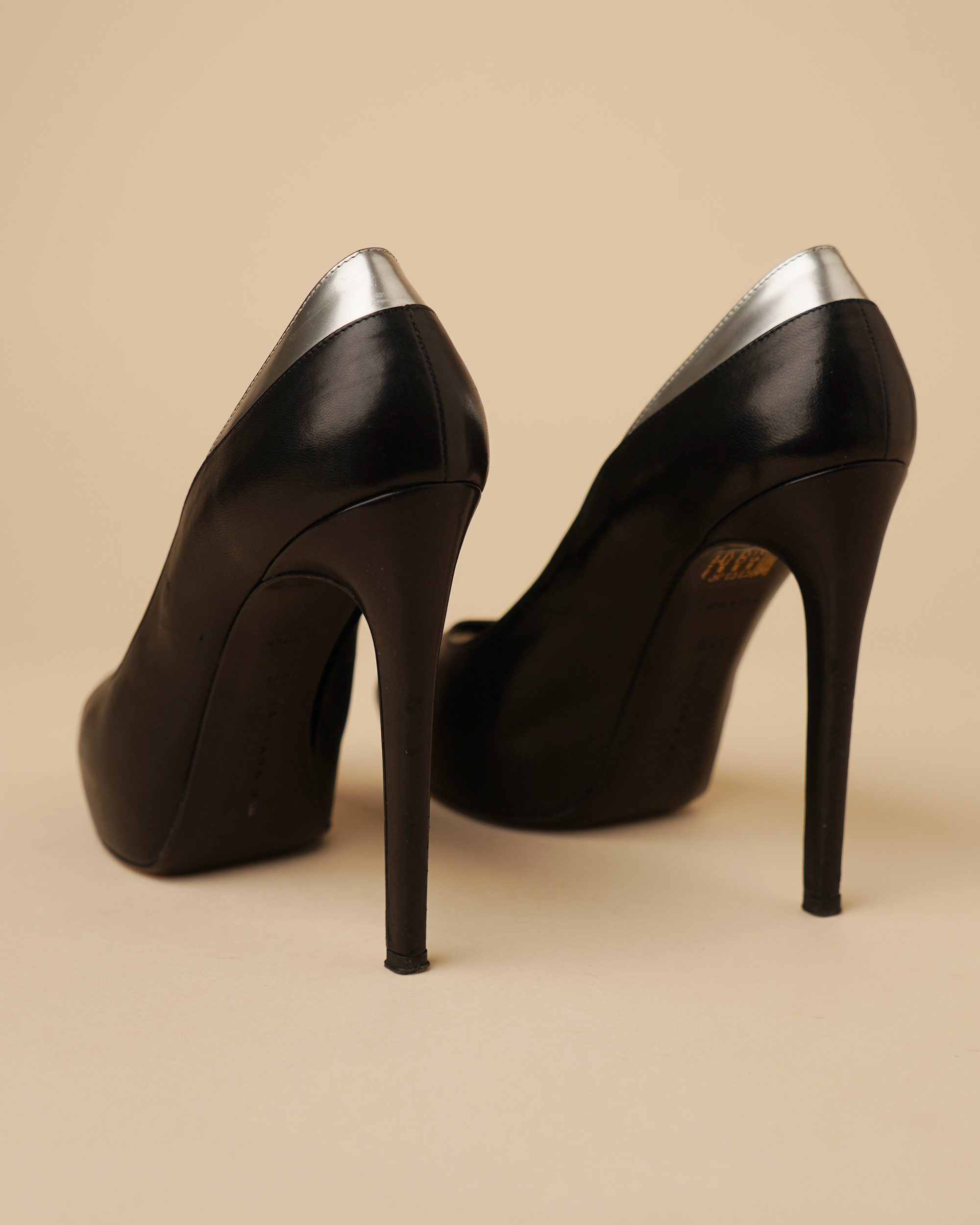 Barbara Bui black leather platform pumps