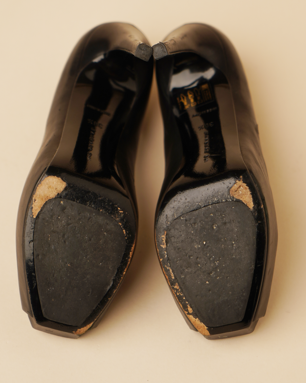 Barbara Bui black leather platform pumps