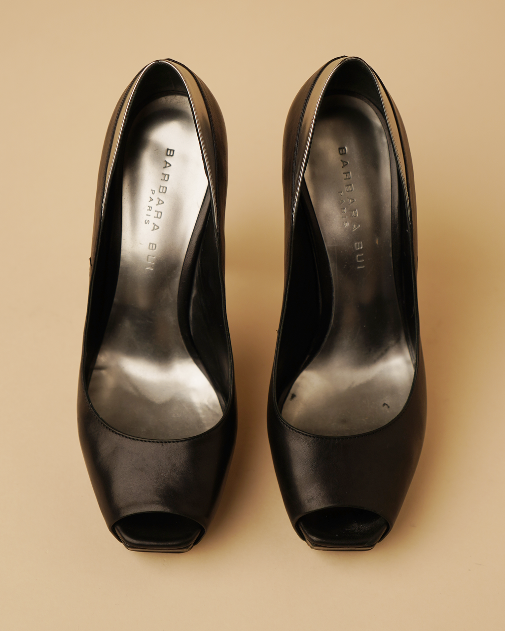 Barbara Bui black leather platform pumps