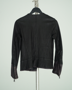 Empresa Asymmetric Lambskin and Python-Trim Leather Jacket