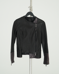 Empresa Asymmetric Lambskin and Python-Trim Leather Jacket