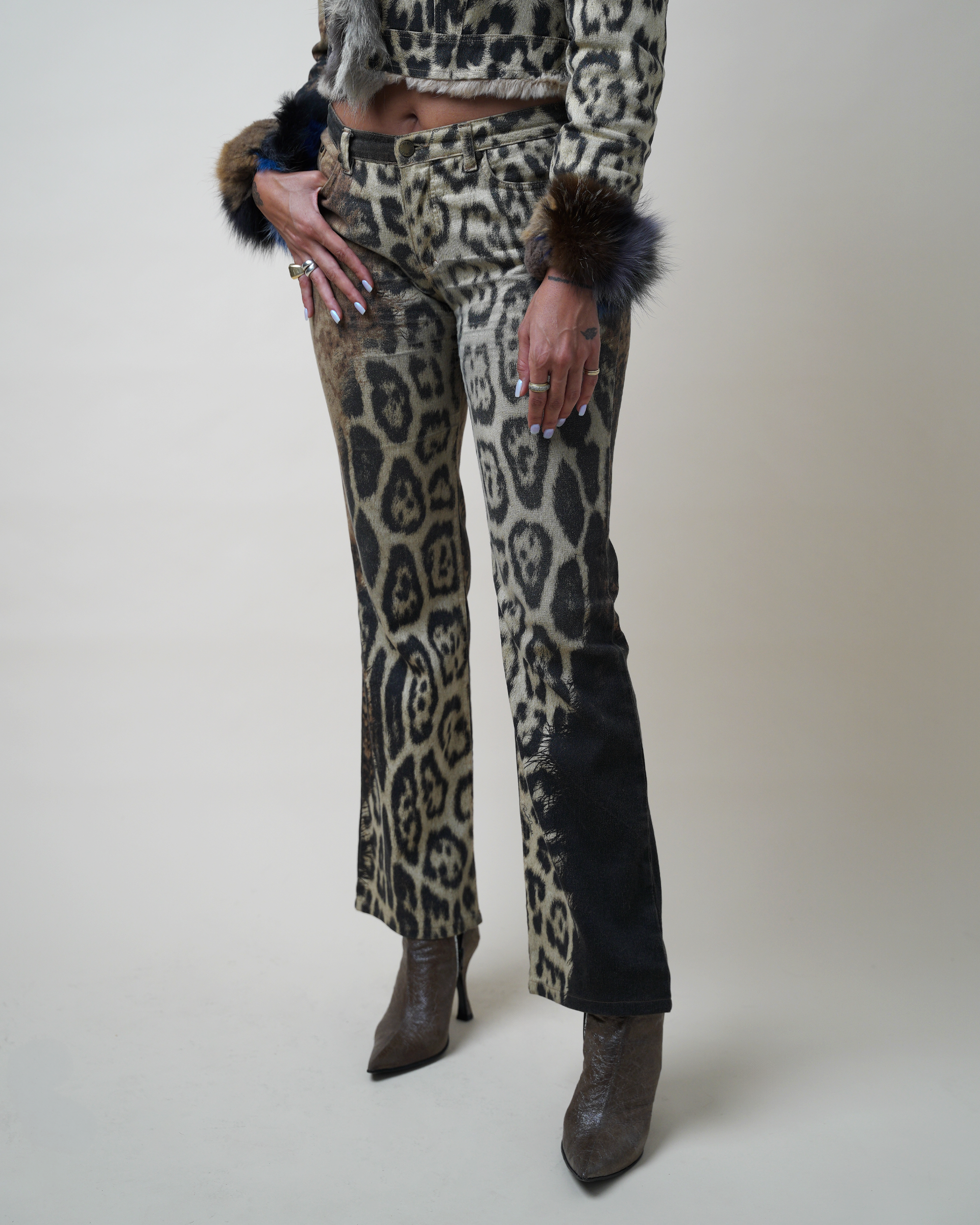 Roberto Cavalli A/W 2001 Two-Piece Denim and Fur Set