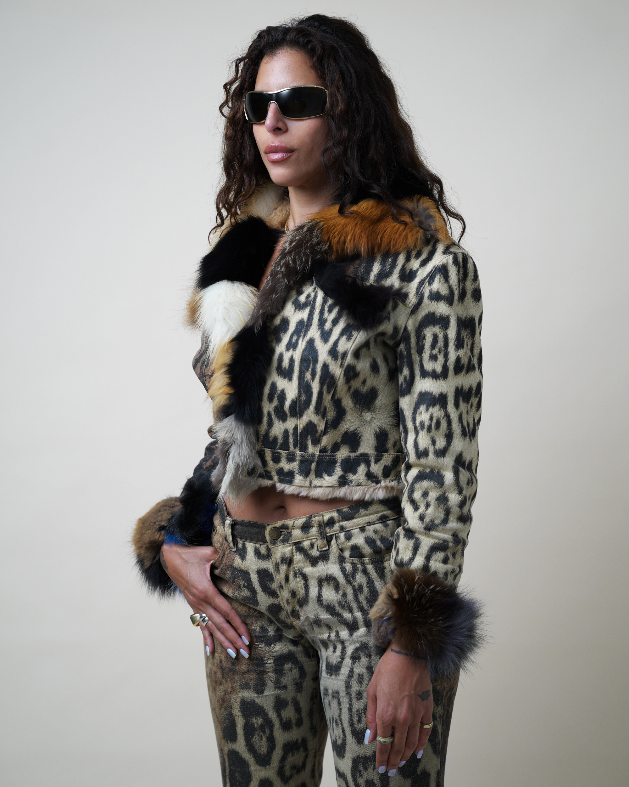 Roberto Cavalli A/W 2001 Two-Piece Denim and Fur Set