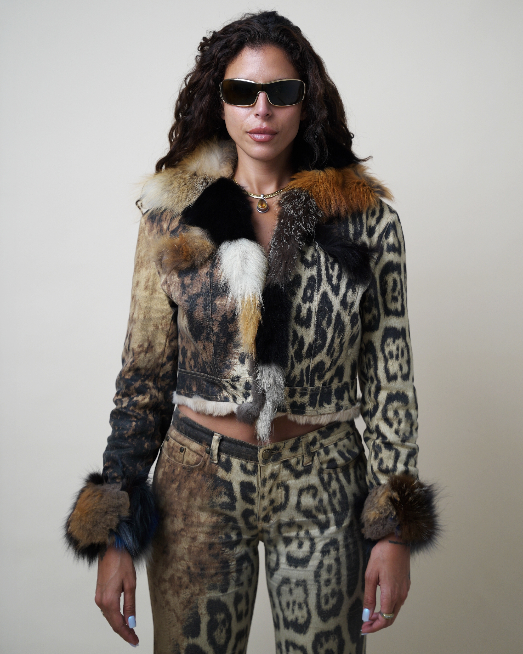 Roberto Cavalli A/W 2001 Two-Piece Denim and Fur Set