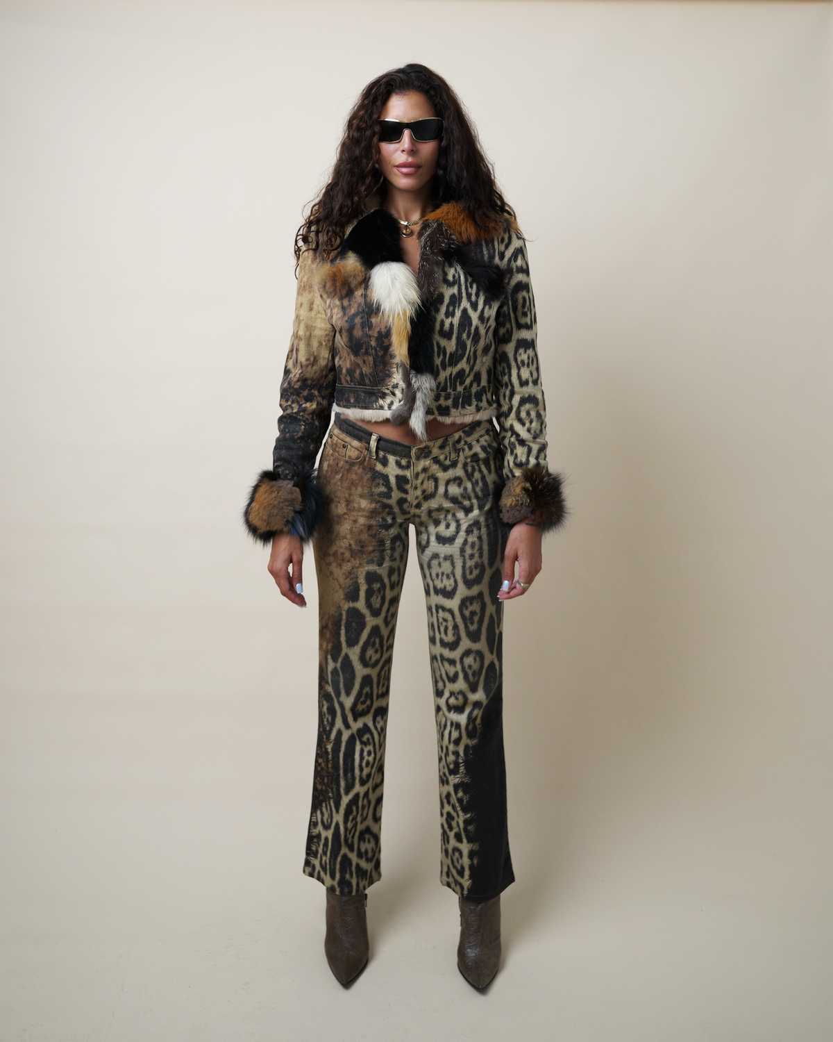 Roberto Cavalli A/W 2001 Two-Piece Denim and Fur Set