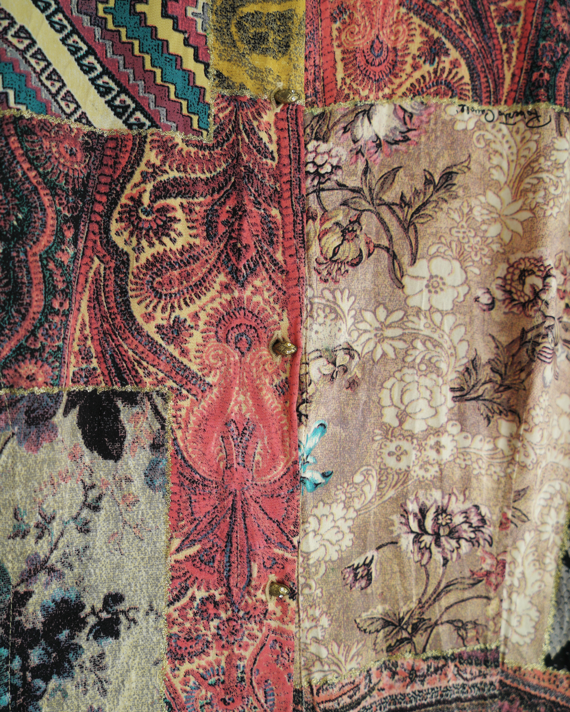 Roberto Cavalli "Patchwork" print silk blouse