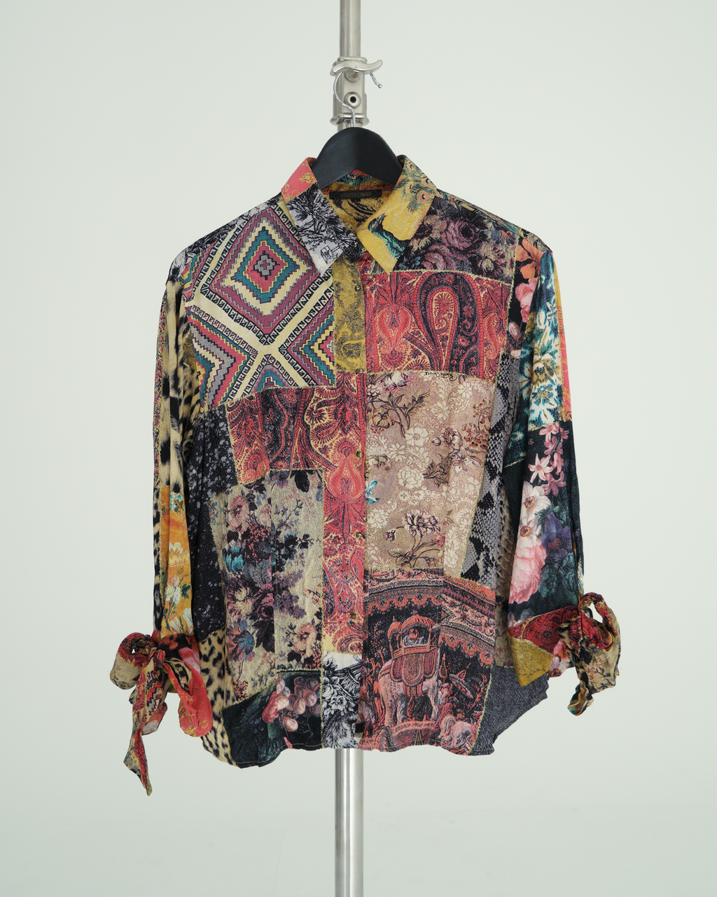 Roberto Cavalli "Patchwork" print silk blouse