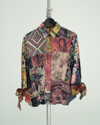 Roberto Cavalli "Patchwork" print silk blouse