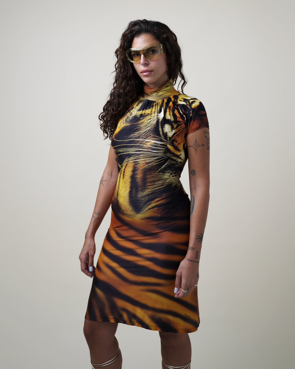 Roberto Cavalli A/W 2000 Tiger Print Midi Dress