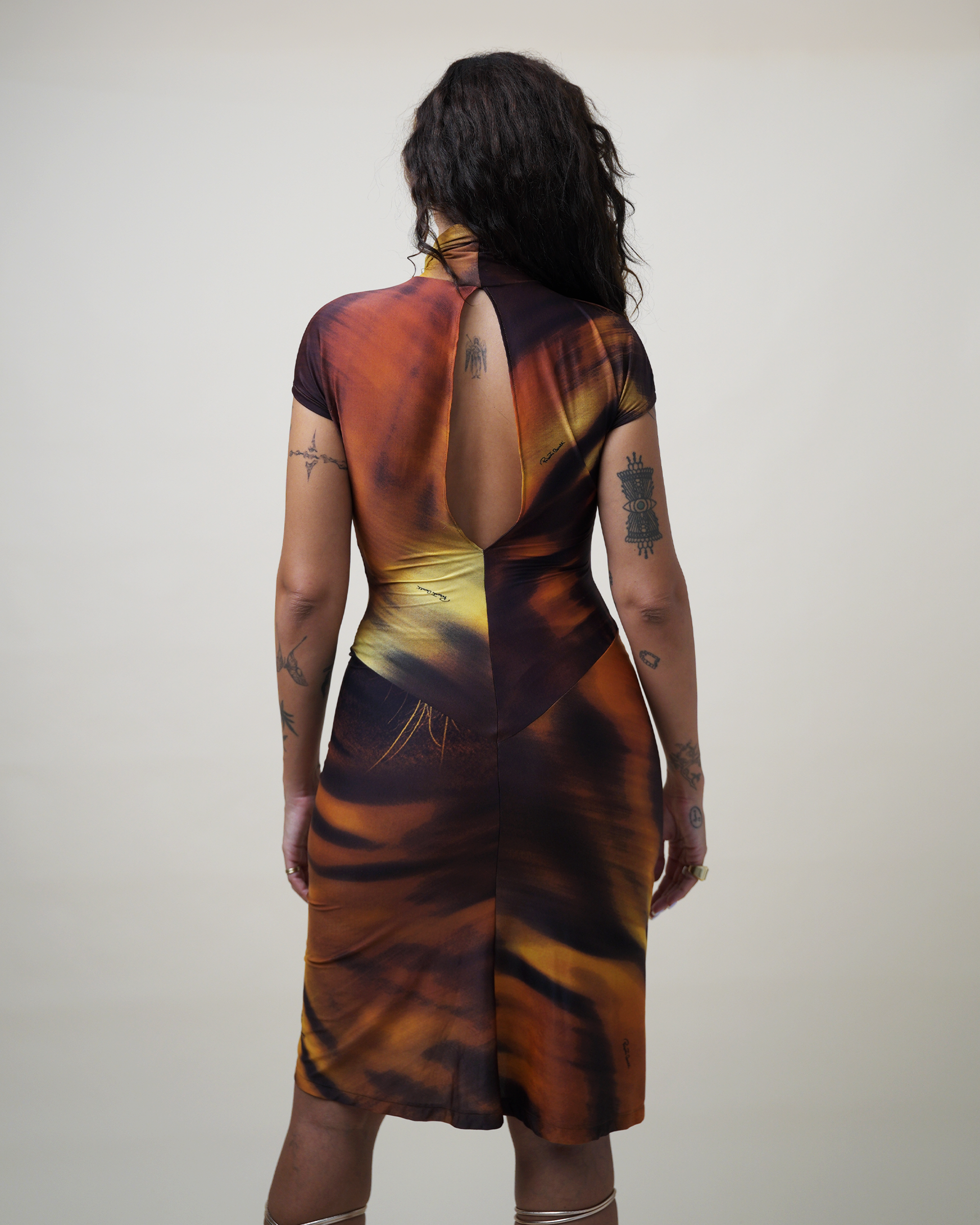 Roberto Cavalli A/W 2001 Tiger Print Midi Dress