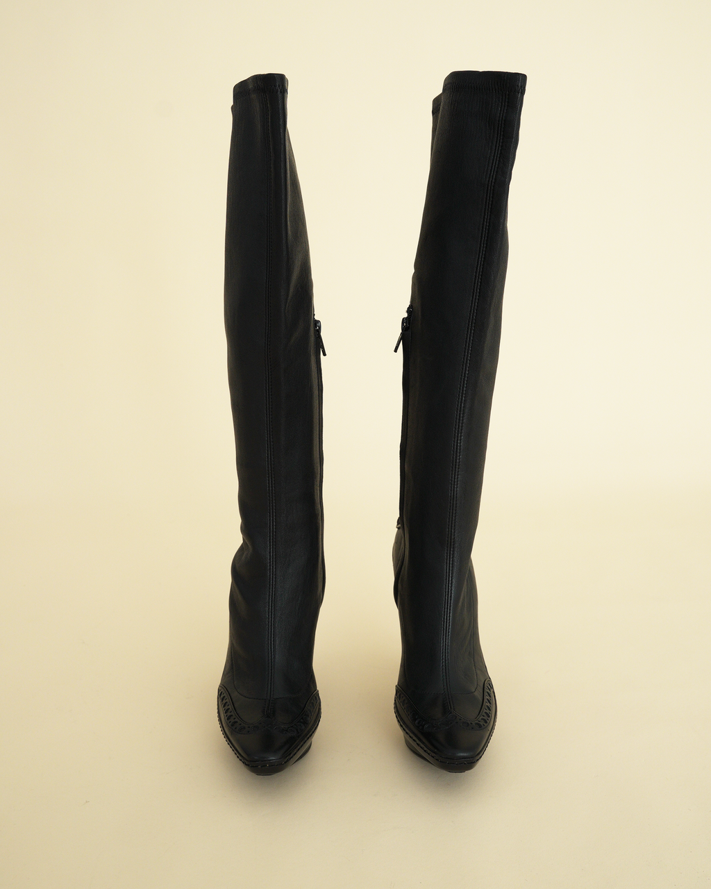 Celine A/W 2008 Brogue Wingtip Knee-High Stiletto Boots