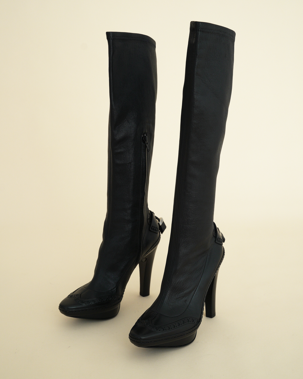 Celine A/W 2008 Brogue Wingtip Knee-High Stiletto Boots