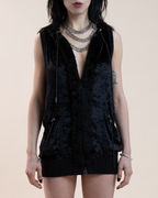 Christian Dior Boutique by John Galliano black sleeveless hoodie vest.