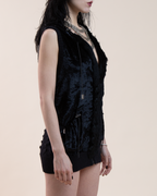 Christian Dior Boutique by John Galliano black sleeveless hoodie vest.