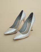 Christian Dior silver crinkle leather “Songe” pumps