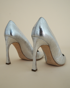 Christian Dior silver crinkle leather “Songe” pumps