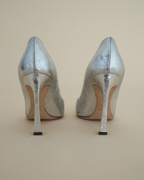 Christian Dior silver crinkle leather “Songe” pumps