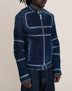 Dsquared2 Heritage Contrast-Piping Denim Biker Jacket