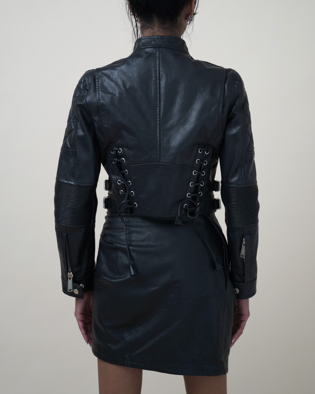 DSquared2 Hybrid Denim-Mesh & Leather Moto Jacket