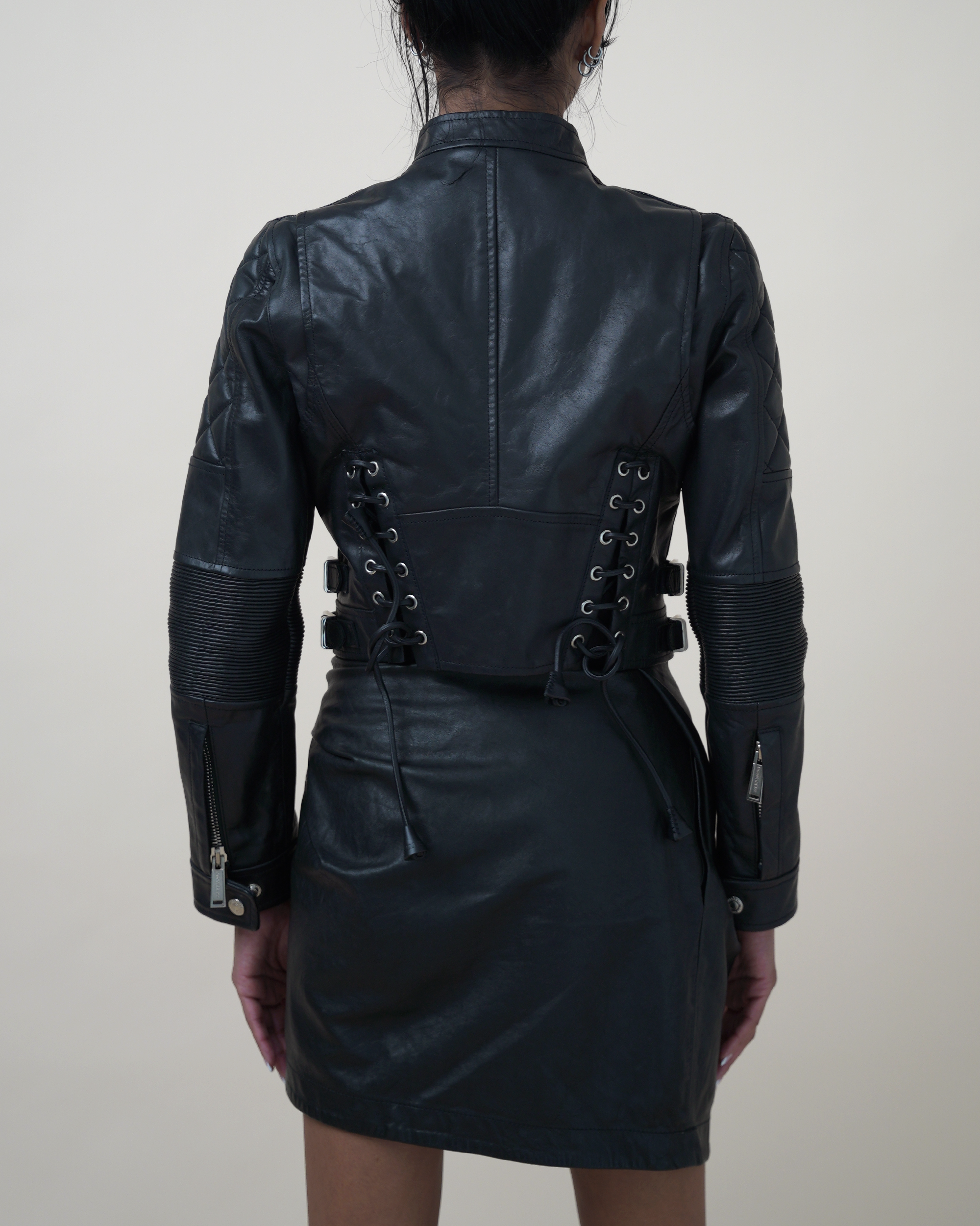 DSquared2 Hybrid Denim-Mesh & Leather Moto Jacket